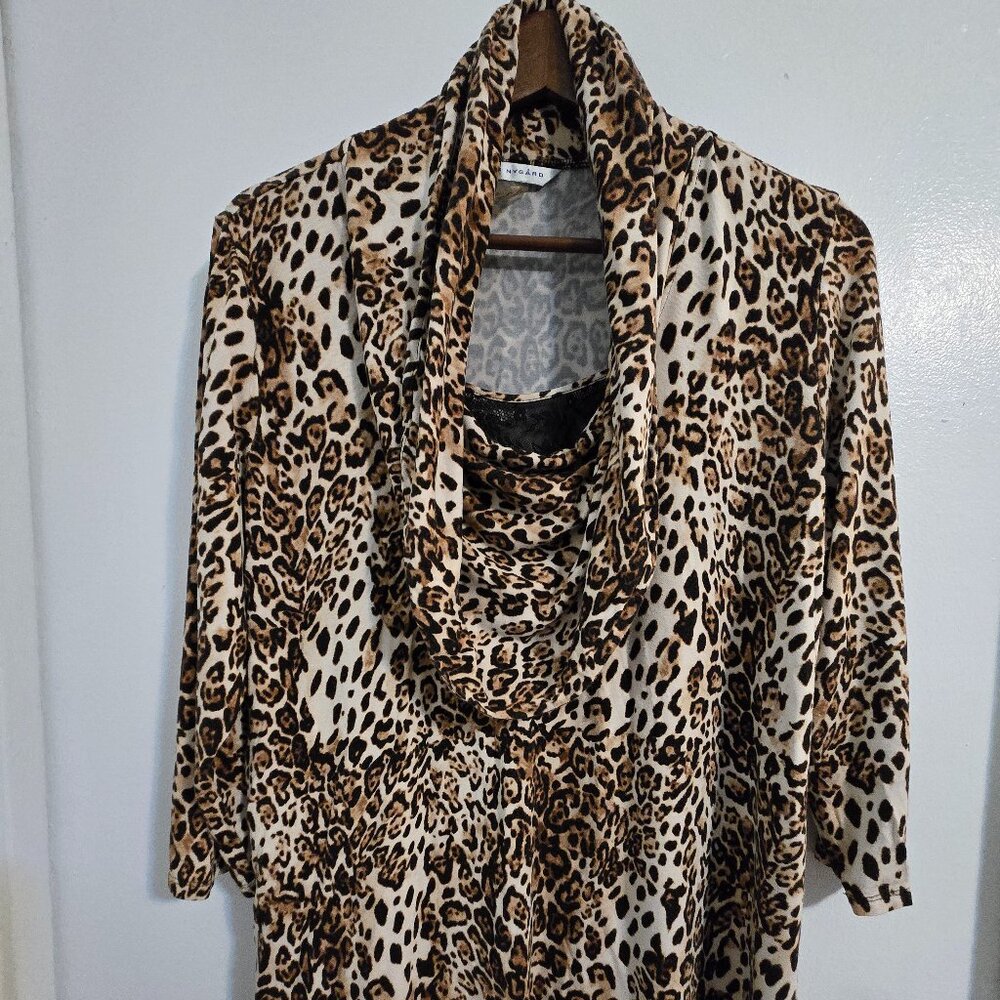 Peter Nygard Cowl Neck Leopard Print Sweater